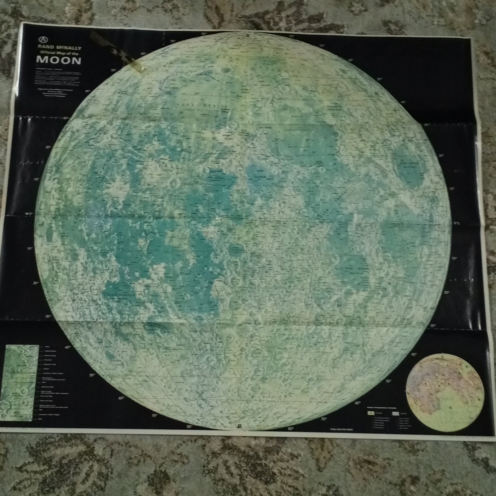 Moon Map Wall Art in Black and Green